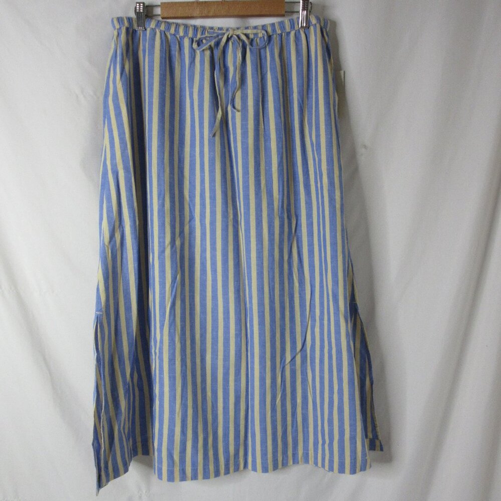 Universal Thread Skirt Midi A Line Cotton Linen Blue Tan Stripes Size Large NWT - Picture 7 of 7
